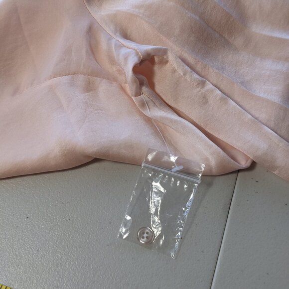 NWOT Mod Cloth blouse with tie at neck, 3/4 length sleeve, blush, semi-sheer - Picture 7 of 10